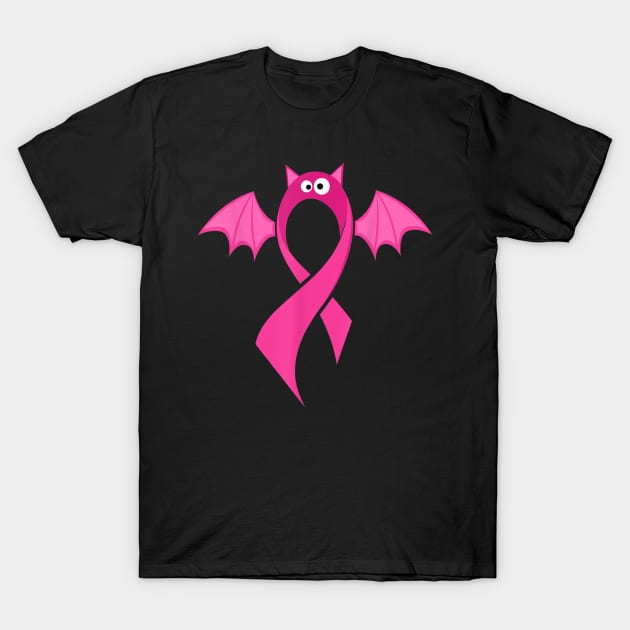 Vintage Cancer Halloween Bat Funny Bats Halloween Breast Cancer T-Shirt by designathome